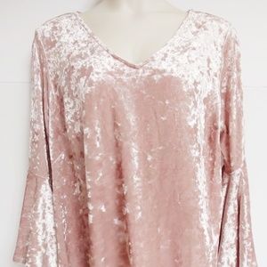 Valerie Stevens 3X pink blush velvet touch top new
